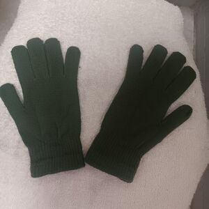 Green Knit Gloves for Men